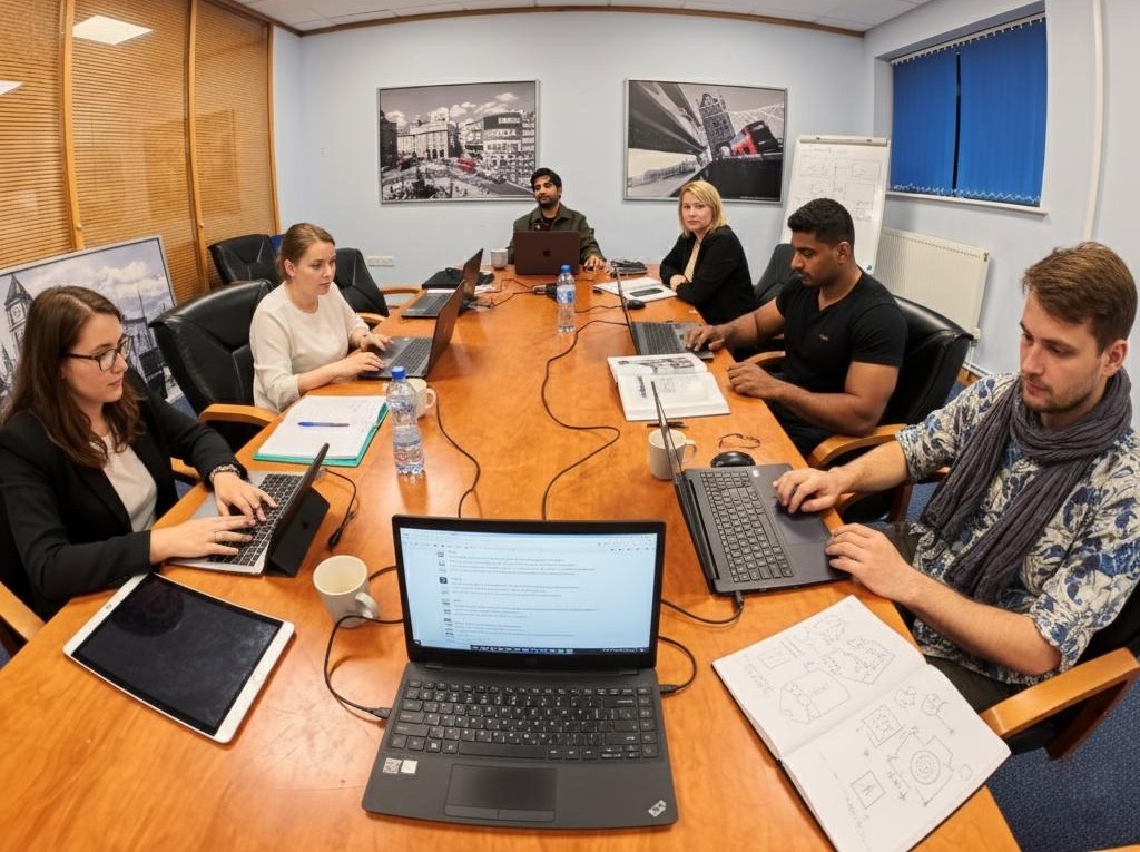 A team meeting in an office